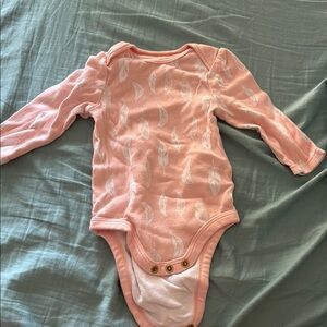 Pink Leaf Patterned Kids One Piece